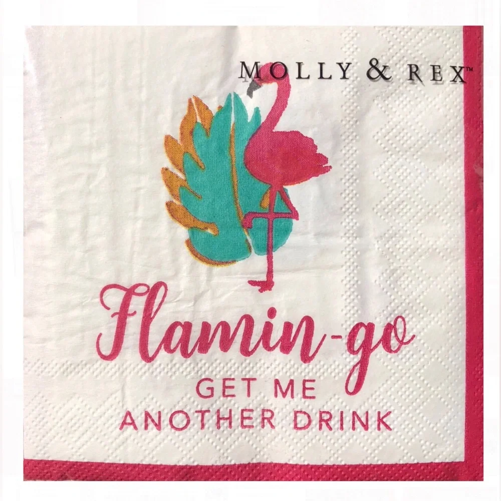 Molly & Rex Flamin-go Drink Cocktail Beverage Napkins, 40 ct